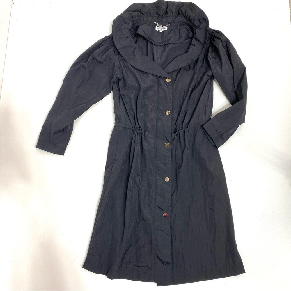 Opening Ceremony Ruffle Collar Black Longline Rain Coat XS